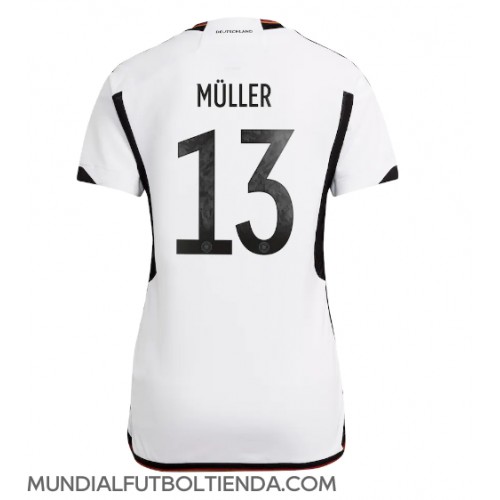 Camiseta Alemania Thomas Muller #13 Primera Equipación Replica Mundial 2022 para mujer mangas cortas